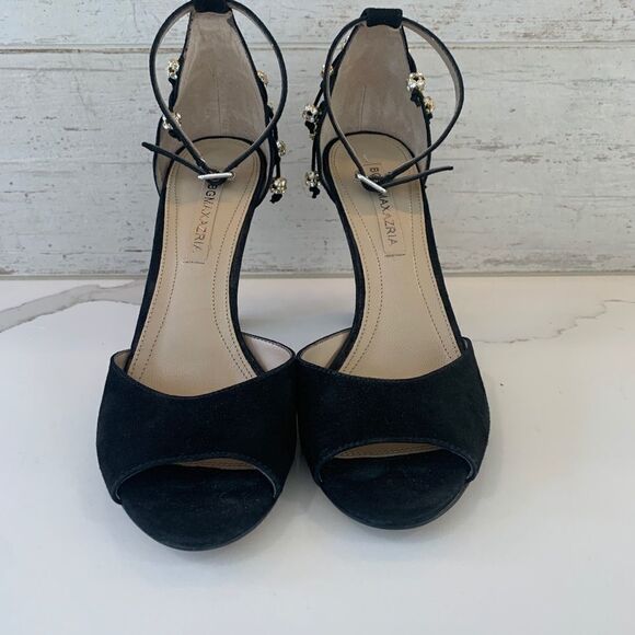 BCBG black strap heels with heel charms - Picture 3 of 8